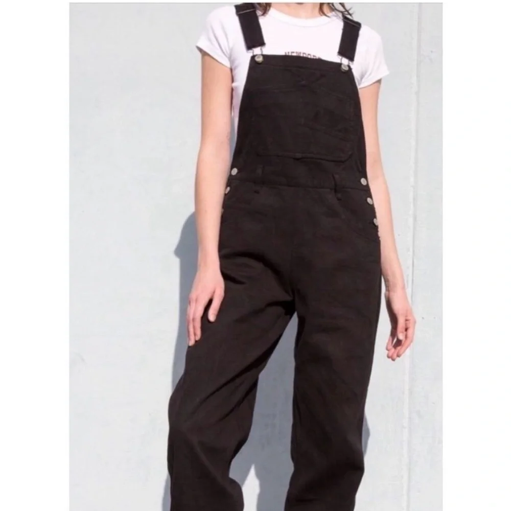 Brandy Melville John Galt Hayley Overalls  Baggy Black Denim Small - Picture 3 of 8